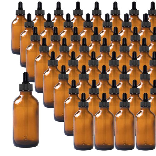 Easeen 48 Pack 4oz Amber Glass Dropper Bottles, Eye Dropper Bottles with Glass Droppers for Essential Oils, Perfumes(120ml, Amber)