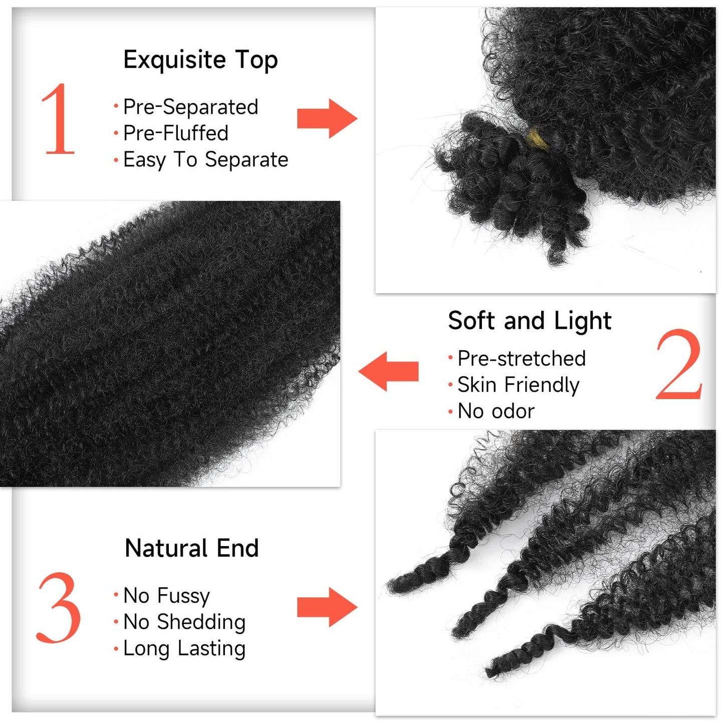 Marley Twist Hair, 10 Inch 7 Packs Springy Afro Kinky Braiding Hair For Crochet Braids,Black Pre-Fluffed Spring Twist Hair, Twisted Up Marley Hair For Women Crochet Twists(10inch,7packs,1B#)