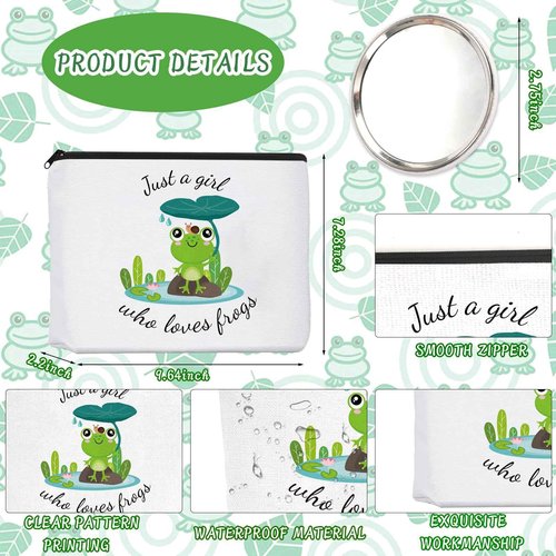 CIXICM Frog Gifts for Frog Lovers, Includes Makeup Bag, Cute Socks, Frogs Writing Gel Ink Pen & Mini Round Mirror, Just Who Loves Frogs, Birthday Gift for Women