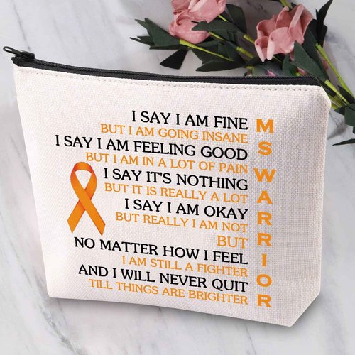 JYTAPP MS Awareness Makeup Bag - Warrior Gift for MS & Cancer Fighters - Zipper Pouch