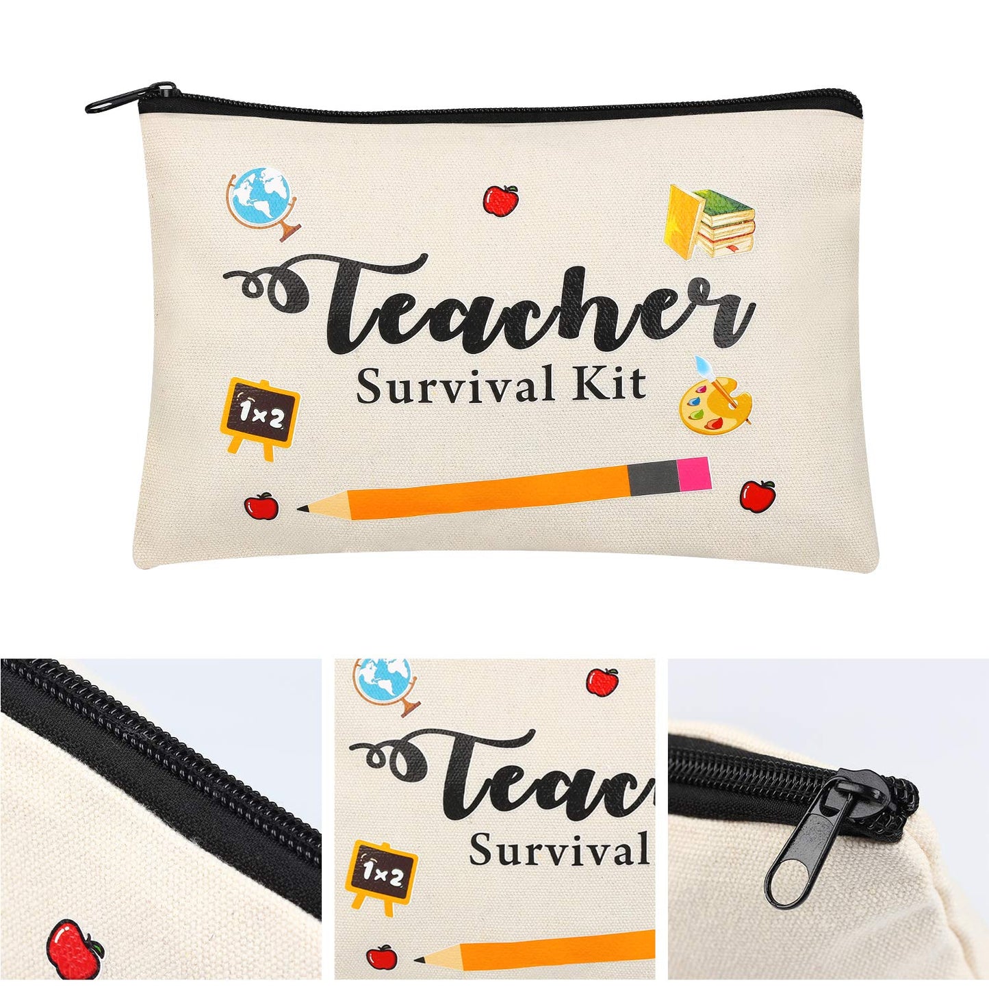 Kolewo4ever 8 Pieces Teacher Appreciation Gifts in Bulk Teacher Gift for Women Teacher Makeup Pouch Cosmetic Bag for Teacher Gifts