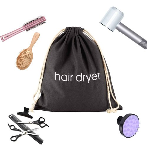 ERKXD 3 | 6 | 8 Pack Hair Dryer Bags Drawstring Bag Container Hairdryer Bag for travel bathroom (8 PCS White)