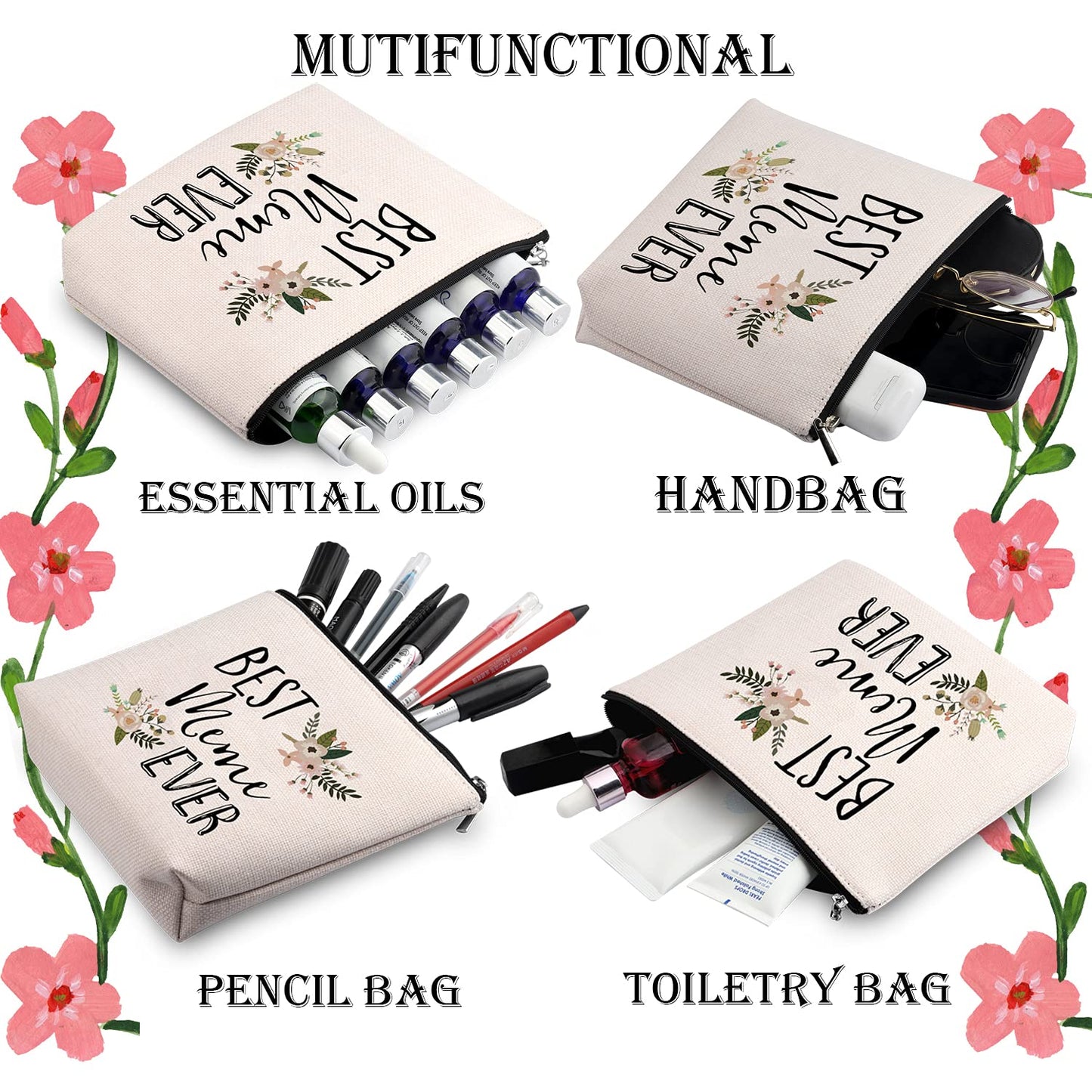 WCGXKO Best Meme Ever Grandma Gift Meme Gift Zipper Makeup Bags Travel Waterproof Toiletry Bag Accessories (Best Meme)