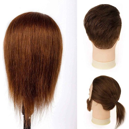 Stancia Mannequin Head, Male Mannequin Head Especially for Barber, Training Head with 14” 100% Human Hair, Manikin Head for Hair Styling and Practice (with Beard)