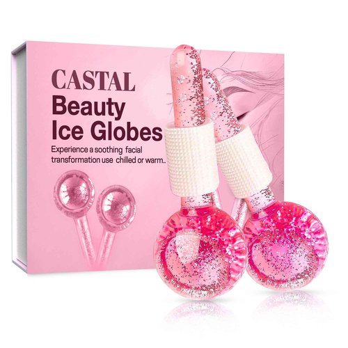Ice Globes for Face 2Pcs – Enhancing Daily Beauty with Ice Globes for Facials, Skin Tightening & Anti-Aging – Perfect Facial Ice Globes for Reduction of Puffiness & Wrinkles of Face, Neck & Eyes–Pink