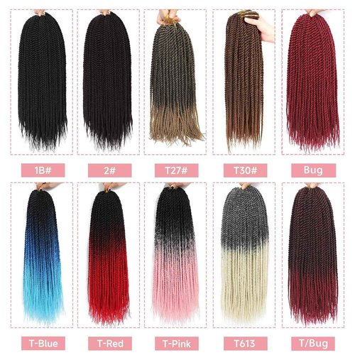Senegalese Twist Crochet Hair-8 Packs 18 Inch Two Tone Senegalese Twist Crochet Braids For Women Human Hair,Black/Burgundy Pre Looped Crochet Braids, Synthetic Twist Crochet Hair (18in,TBug#)