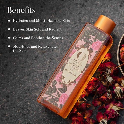 Ohria Ayurveda Rose & Pomegranate Shower Oil For Soft & Radiant Skin, 50ml