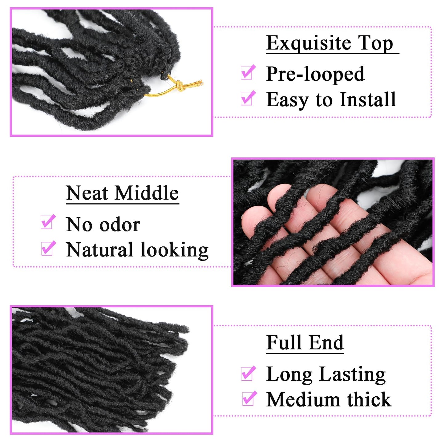 Soft Locs 30 Inch Faux Locs Crochet Hair 8 Packs New Soft Locs Crochet Hair Pre Looped Goddess Locs Crochet Hair crochet locs for Black Women Synthetic Hair Extensions(30 Inch (Pack of 8), 1B#)