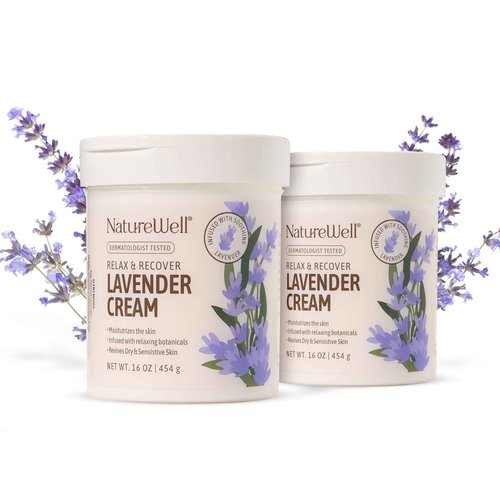 NATURE WELL Lavender Smooth & Soften Moisturizing Cream For Face, Body, & Hands, Calming & Soothing, Infused With Natural Oils & Extracts, Restores Skin Moisture Barrier, Pack of 2 (16 Oz Each)
