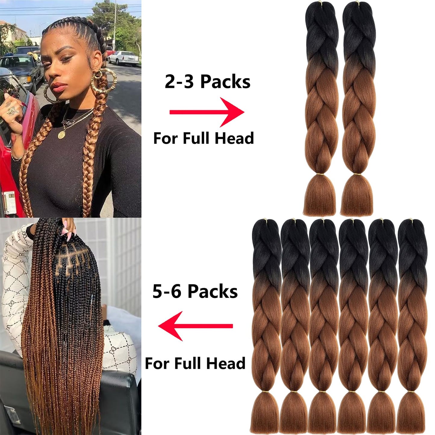 FYRLNA 3 Packs 24 Inch Jumbo Braiding Hair Soft High Temperature Resistance Synthetic Hair Extensions for Women 24 Inch Ombre Jumbo Braiding Hair Twist Crochet Braids Hair (24 Inch (Pack of 3), black to royal blue)