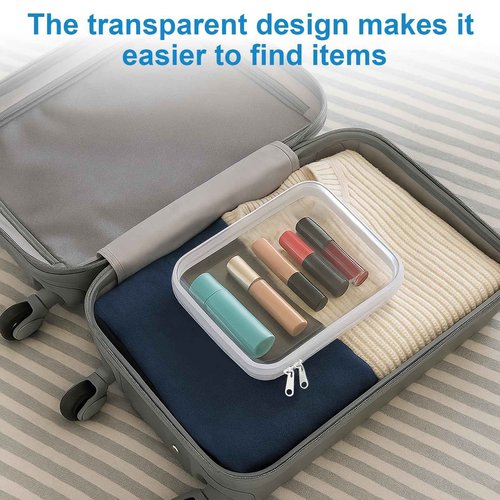 6 pcs Clear Hard Shell Zipper Case, Travel Makeup & Toiletry Organizer, Zippered Toy Storage, Pencil Case, Toy Storage Box, Hard Plastic Cosmetic Bag for Storage ,Travel Transparent Zipper Storage Box