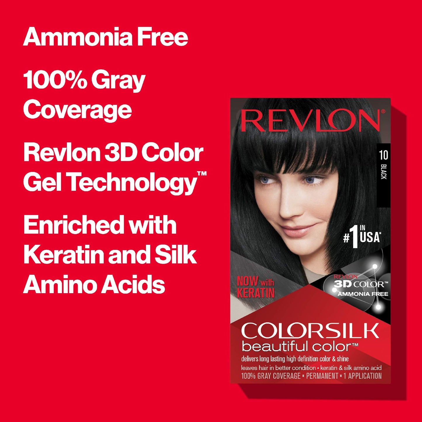 Revlon Colorsilk Beautiful Color Permanent Hair Color with 3D Gel Technology & Keratin, 100% Gray Coverage Hair Dye, 51 Light Brown, Pack of 3