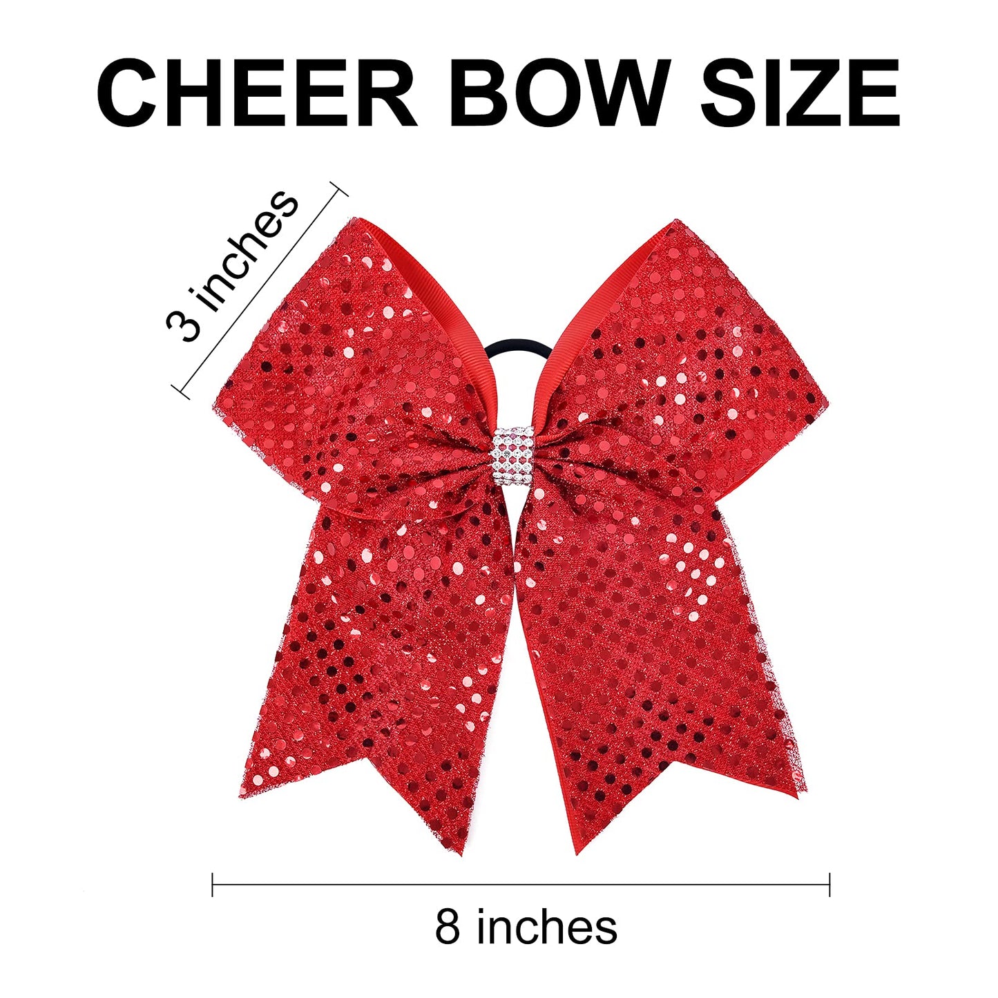 CEELGON Red Glitter Cheer Bow Bulk Large Hair Bows Breast Cancer 8inch for Toddler Girls Jumbo Cheerleading Ponytail Holder Team Gifts for Teen Hair Ribbons Softball Cheerleader Pack of 10