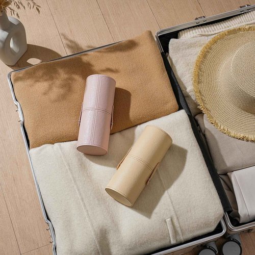RSRSLEII Portable Makeup Brush Holder, Waterproof PU Leather Travel Makeup Brush Case Bag Cup, Brush Storage Dustproof Bag (01Light Pink)