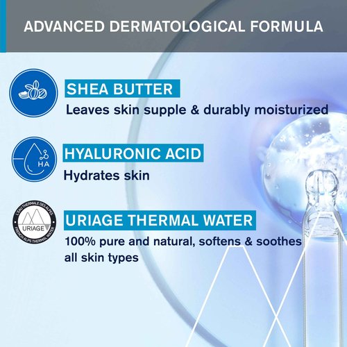 URIAGE Silky Body Lotion with Shea Butter & Hyaluronic Acid | 24H Hydration, Smoothing Effect, Moisturizer, Paraben-Free, 500 mL / 17 oz