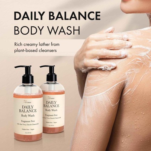 Daily Balance Body Wash – Natural Fragrance Free Cleanser – Plant-Based Hydrating Shower Gel with Oatmeal, Aloe & Chamomile – Vegan, pH Balanced, Sulfate-Free Clean Beauty Care. 12 Fl Oz (355 ML)