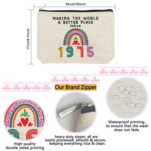 ancpeany 50th Birthday Gifts for Her, Funny 1975 50th Birthday Decorations Makeup Bag, Anniversary 50 Old Year Gift Ideas for Women, Wife, Sister, Mom, Aunt, Cool Cosmetic Travel Bag for Mothers Day