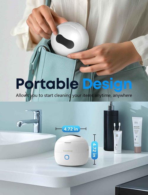 BEESHOP 2025 Ultrasonic Retainer Cleaner Machine – 45kHz Dental Pod for Retainers, Mouth Guards, Braces, Aligners & Jewelry, Denture Cleaner with 3 Modes, 200ml Capacity (White)