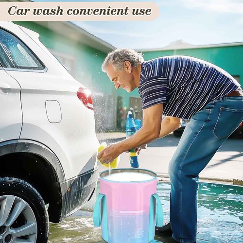 EWCEFIC 33L Folding Bucket Foot Bath, Multi-Function Portable Foot Tub Bag with Handle, Travel Outdoor Camping Portable Foot Bubbles Fishing (Teal)