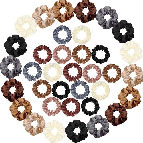 96 Pieces Satin Scrunchies Hair Tie Bulk Silk Elastic Ponytail Holders Ropes Comfortable Hair Bands Accessories for Girls Women Teens Birthday Gift(Colorful) (Pack of 2)