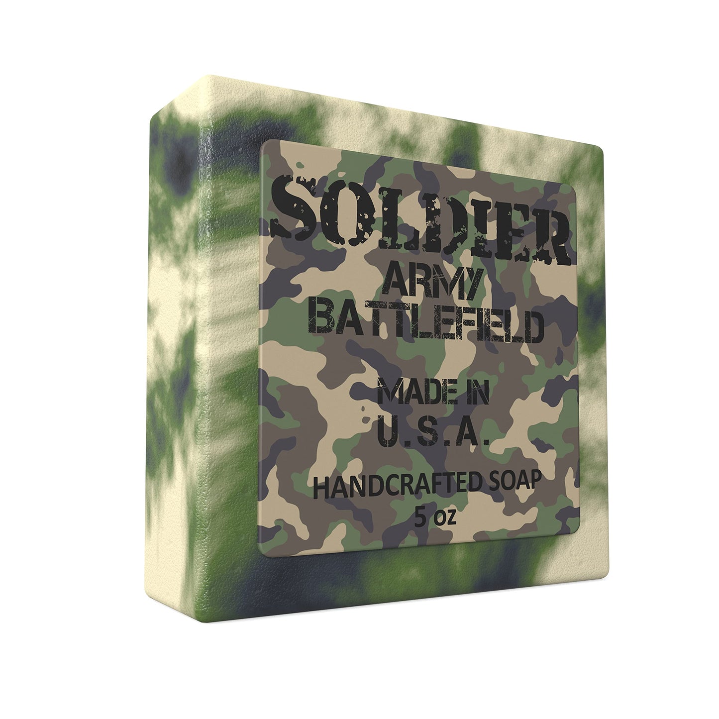 NATURAL AMERICAN SOLDIER Men’s Bar Soap – ARMY BATTLEFIELD - 100% All Natural, Masculine Scent, Essential Oils, Organic Shea Butter, No Harmful Chemicals – For Men - Made in USA - Man Soap, 5 oz