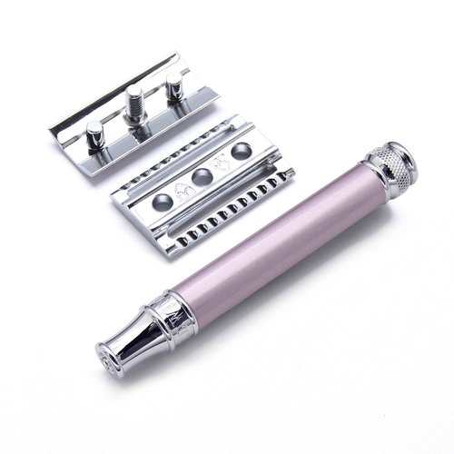 Edwin Jagger DELHEBLAMZ Classic Long Handled Double Edge Manual Eco-Friendly and Reusable Safety Razor for Men and Women for Shaving cream or Soap Fits All DE Razor Blades (Heather)