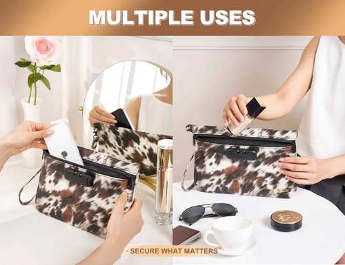 MAICHENG Secure Storage Bag with Combination Lock, Medicine Lock Bag, Travel Money and Cosmetic Organizer, 11 x 7.5 Inch