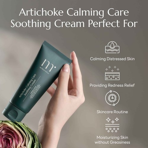 molvany Artichoke Calming Care Soothing Cream - Daily Facial Hydrating Moisturizer & Body Cream - Korean Skincare for Dehydrated & Sensitive Skin - 3.4 fl. oz