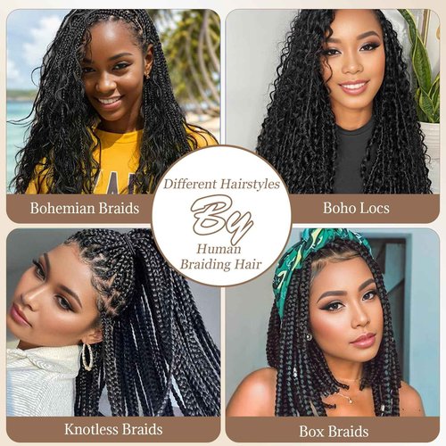 Curly Ombre Braiding Hair 100G 18 Inch Water Wave Honey Blonde with Brown Braiding Hair 4/27 Highlight Curly Bulk Human Hair Bohemian Blonde Highlight Human Bariding Hair for Boho Braids 2Bundles/Pack