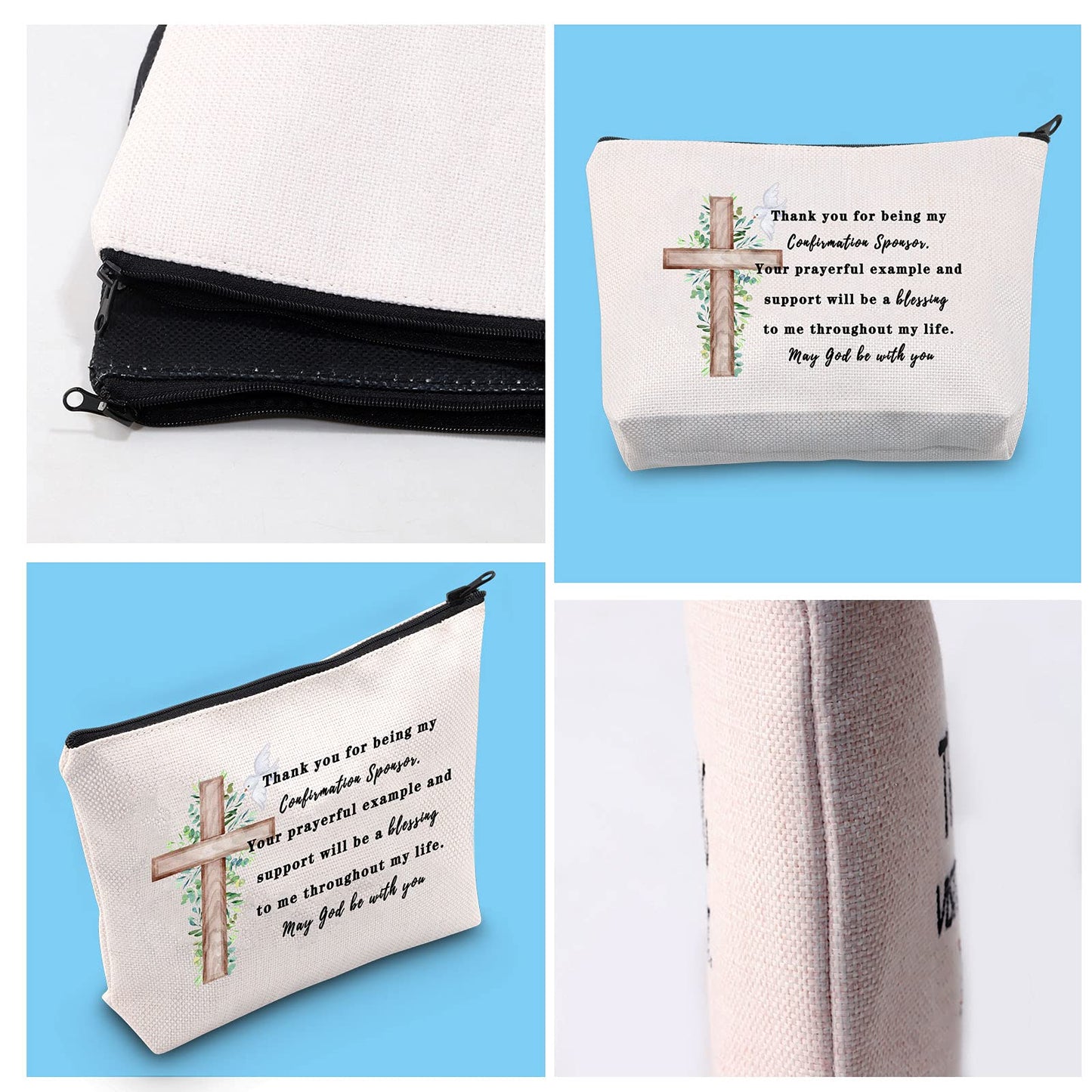 GJTIM Confirmation Sponsor Gift Christian Faith Gift Thank You for Being My Confirmation Sponsor Zipper Pouch Cosmetics Bag (Confirmation Sponsor Bag)