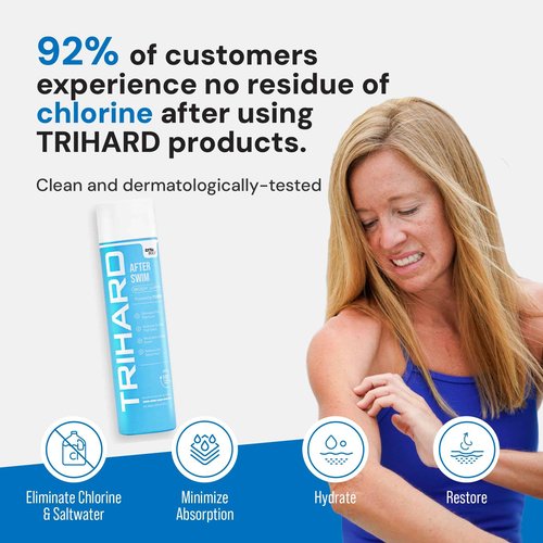 TRIHARD Chlorine Removal Body Wash, Protects and Hydrates Sensitive Skin from Pool and Ocean, Pool Essentials for Post Swim Chlorine Skin Protection (Pack of 2)