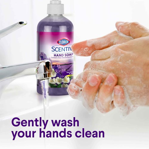 Clorox Scentiva Liquid Hand Soap 14 oz Liquid Hand Wash with Aloe Vera Vitamin B5 BleachFree Scented Hand Soap for Kitchen or Bathroom, Tuscan Lavender & Jasmine, 1 Count (Pack of 4)