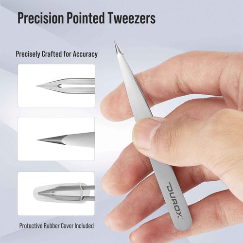DUROX Precision 4-Piece Tweezer Set 1. Safety Tweezers for Facial Hair Removal for Women 2. Pointed Tip for Ingrown Hairs & Splinters 3. Precision Slant for Eyebrows 4. Classic Slant. Stainless Steel