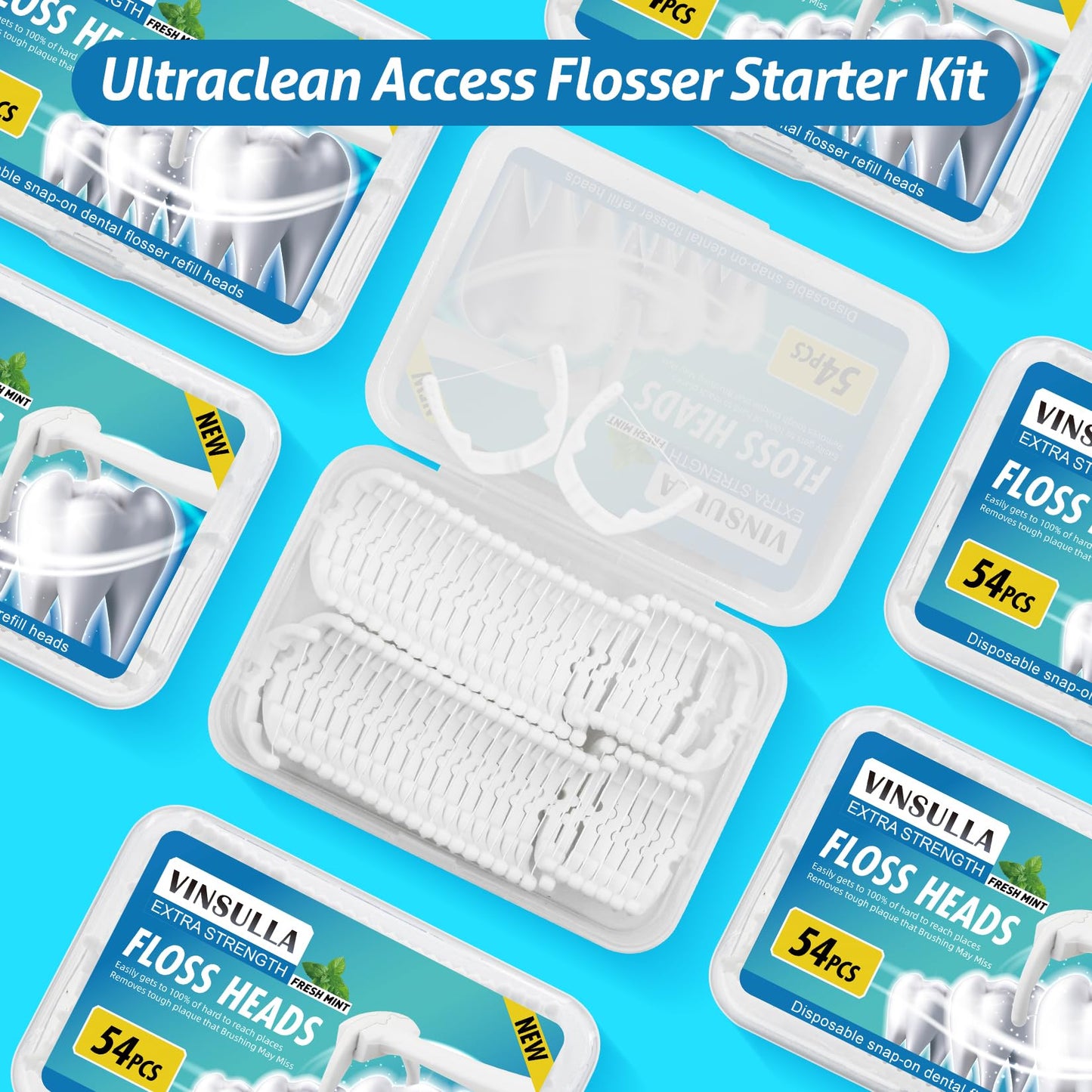 Ultraclean Access Flosser Refill Heads, Compatible with Listerine Ultraclean Access Flosser, Mint 54 Count (Pack of 2)