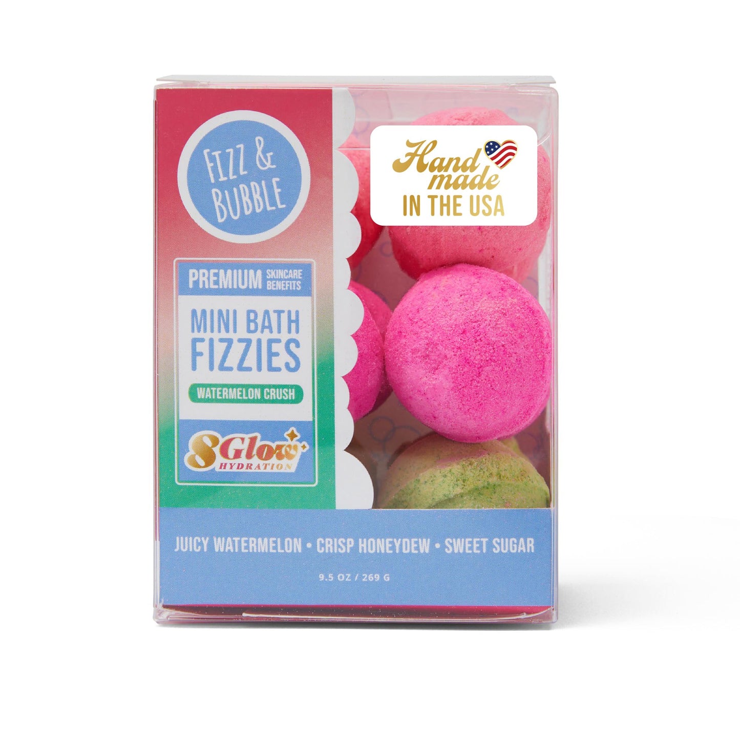 Fizz and Bubble, Mini Bath Fizzies, 9.5oz (12-pack) - Scented Bath Bombs, Moisturizing for Dry Skin, Soothing, Relaxing, Handmade Gift Ideas for Her (Watermelon Crush)