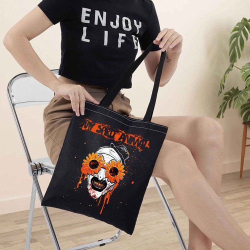 BWWKTOP Clown Movie Cosmetic Makeup Bag Movie Fans Gifts Horror Movie Zipper Pouch For Women Girls (sunflower glass TG BL)