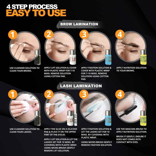 Eyebrow and Lash Lamination Kit | At Home DIY and Salon Use | 2in1 Professional Brow Lamination Kit and Lash Lift | Instant Lift For Fuller Eye Brows and Longer Eyelashes