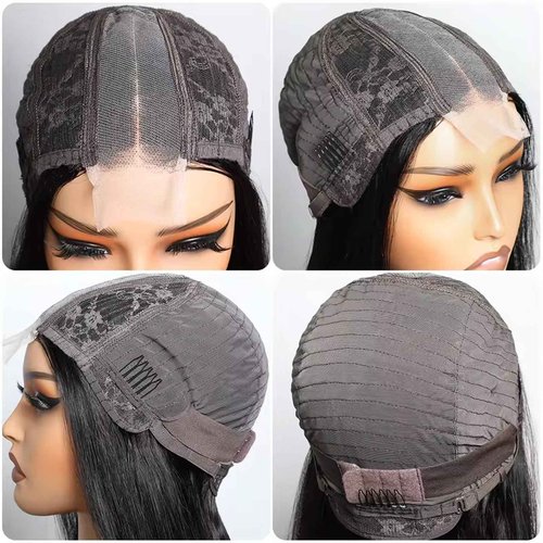 Eubeauty 2 by 6 Kim K Glueless Wigs Human Hair Pre Plucked Easy Cut Middle Part Preference Human Hair wig 180% Wear and Go Wigs for Black Women (2×6 black, 12 inch)
