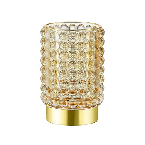 LEICURACE Makeup Brush Holder Organizer,Toothbrush Holders,Desk Pen Pencil Holder,Multifunctional Vintage Glass Brush Cup(A38-3-US/Gold/L)