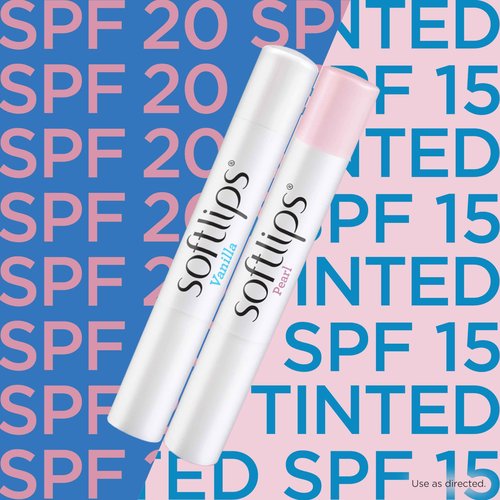 Softlips Daily Lip Moisturizer For Very Dry Lips With SPF, Pearl Tint & Vanilla Flavor Lip Balm, Hydrates, Soothes & Prevents Dry, Chapped Lips, Smooth Glide Formula, 2 Pack (12x0.14 oz)