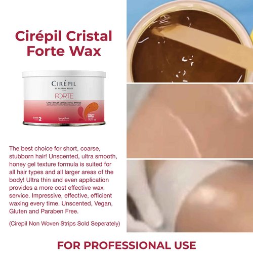 Cirepil - Forte - 400g / 14.11 oz Wax Tin - Unscented - Honey Texture - Perfect for Large Areas - Best for Short, Coarse & Stubborn Hair - Strips Needed