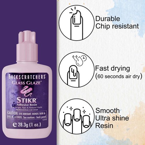 Backscratchers Glass Glaze Stikr Resin - Nail Wrap Adhesive for Tips, Extensions, and Charms