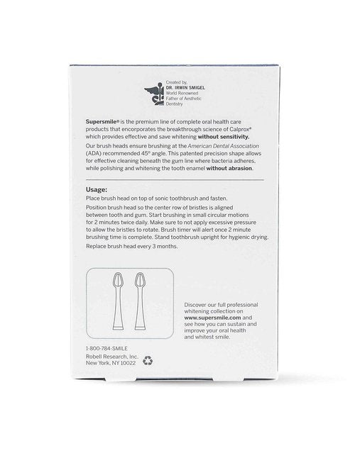 Supersmile Series II LS45 Replacement Brush Heads for Sonic Pulse Toothbrush - Patented 45° Soft Bristles Deliver Professional Teeth Cleaning - No Sensitivity (White, 2 Count)