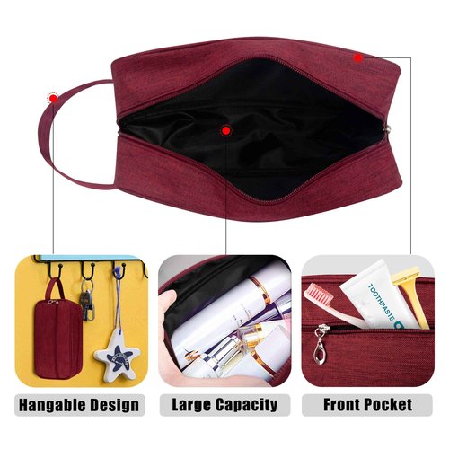 Ebbniur Toiletry Bag, Large Capacity Travel Bag for Toiletries, Waterproof Oxford Fabric Toiletry Organizer for Travel, Business Trips and Daily Use, Travel Essentials for Men or Women (Burgundy)