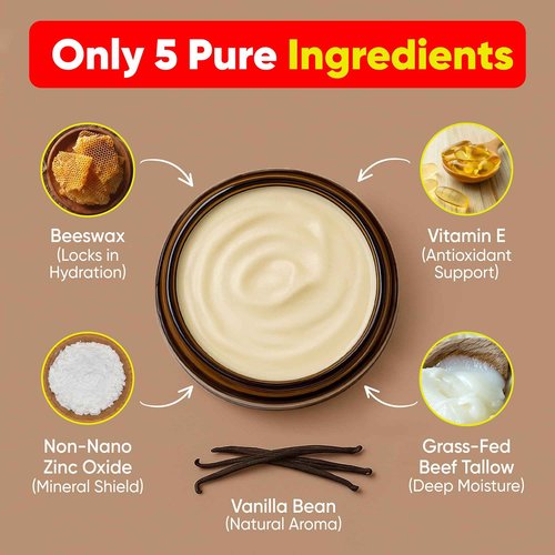 LASSO Tallow Sun Balm – Natural Moisturizing Balm with Non-Nano Zinc, Beeswax & Vitamin E – 4oz Glass Jar – Grass-Fed - finished Tallow – Reef-Safe, Sensitive Skin-Friendly
