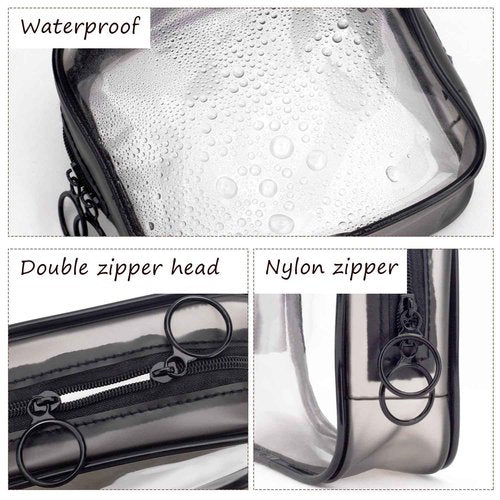 LYroo Black Small Makeup Bag Clear Mini Makeup Zipper Pouch Makeup Bag Small Cosmetic Bag for Purse Essentials Items Women Coin Purse Aesthetic Stuff(2 Pack)