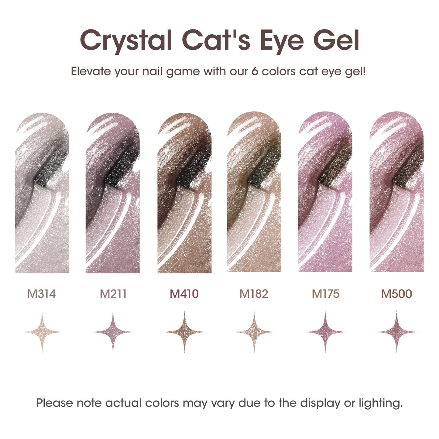 Gellen Glitter Cat Eye Gel Nail Polish Set - 6 Colors Magnetic Nail Polish with Magnet, Brown Pink Colors Gel Polish Soak off UV Nail Lamp, Salon Gel Manicure and Nail Art DIY at Home, Gift for Women