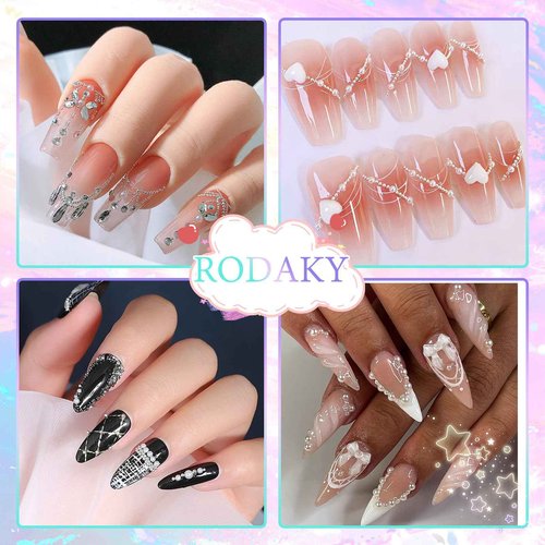 RODAKY 2 Boxes Metal Nail Beads and Flatback Pearls,Metal Silver & Gold Beads Nail Supplies Small Round Caviar Beads Nail Gems,White & Beige Half Pearl for Nail Jewelry DIY Nail Art Décor