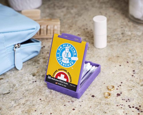 Dr. Piercing Aftercare Swabs and Wipes Combo- Saline Solution for Piercings - Earring Nose Belly Ear Piercing Cleaner - Saline Wash, Ear Hole Cleaner - Keloid Bump