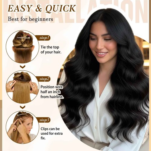 Clip in Hair Extensions Real Human Hair, 16 inch 90g, Balayage Invisible Remy Human hair Clip in Extensions for Women Seamless Straight 8Pcs Double Weft Natural Black